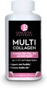 Genceutic Naturals Multi Collagen Capsule Tipi I, II, III, V & X - 120 Tappi di Veg - per pelli di capelli sani, unghie 1500mg Non OGM, Pasture-Raised, gabbia Free e Cruelty Free Source