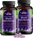 Black Elderberry Capsules | 200 Count - 10.000mg | Sambucus Elderberry Vitamins, Non-GMO, Gluten Free, Organic Elderberry Extract Sambucus Nigra - 200 Vegan Capsules - Confezione da 2
