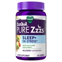 ZzzQuil PURE Zzzs De-Stress 2mg Melatonin Gummies, , Sleep Aids for Adults, Ashwagandha for Stress Support, 60 Gummiess