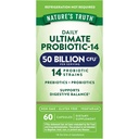 Probiotico di verità della natura per le donne e gli uomini | 50 miliardi di CFU | 14 Strains Probiotici | 60 capsule | Amichevole di stomaco | 200 mg Prebiotici | Vegetariano, Non OGM & Gluten