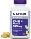 Natrol, Omega-3 Fish Oil Softgels, supplemento dieta di salute del cuore, 1000 mg, 150 conte