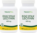 NaturesPlus Egg Yolk Lecithin - 600 mg, 180 capsule - Confezione da 2 - Soy Free, Gluten Free - 180 Total Servings