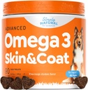 Omega 3 per cani - Omega 3 Fish Oil per cani, Integratore di spargimento con olio di salmone per cani pelle e cappotto, riduce prurito & Supporta la salute del cuore - 90 Dog Allergy Chews per pelle di prurito