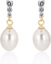 18K oro placcato Sterling Silver Dangle bianco goccia Handpicked qualità d'acqua dolce cultura perla orecchini di nozze con cubo Zirconia cristalli perla orecchini da sposa gioielli per le spose