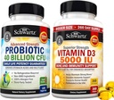 Vitamina D3 5000 IU 125 mcg (1 anno di fornitura) Plus 40 miliardi di CFU supplemento probiotico giornaliero (2 mesi di fornitura)