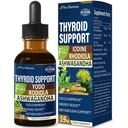 Gocce di sostegno della tiroide - Supplemento di iodio liquido, Gotas de YODO y Selenio para Tiroides, Con Rodiola Semenovii y Ortiga, Combatti la nebbia del cervello w/Ashwagandha & Rhodiola estratto Tincture.2 oz
