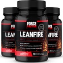 FORCE FACTOR LeanFire, 3-Pack, Pillole di energia pre allenamento con Estratto di tè verde e caffeina per aumentare l'energia, costruire il muscolo magro, migliorare le prestazioni atletiche, e migliorare la messa a fuoco, 90 capsule