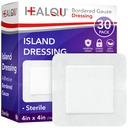 Abito da isola HEALQU - 4"x4", 30 Contenitore - Bordered Gauze Sterile Individually Wrapped Gauze Pads, Water-Resistant, Non-Woven Backing - Vestito morbido e traspirante per il primo soccorso e medico