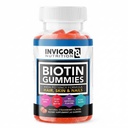 INVIGOR8 Biotina Gummies 10000mcg | Chiodi per capelli Vitamine Biotina Supplemento per donne Uomini & Kids 5000mcg x2 | Vegan Kosher Halal | Fragola Flavor | 60