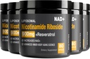 NAD Supplemento - NAD+ con Nicotinamide Riboside (NR) e Resveratrolo Quercetin 900mg Pure Organic NAD Plus per la riparazione cellulare Funzione sana del cervello di invecchiamento, 80 capsule (pacchetto di 5)