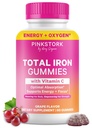 Gommie Prenatali di Ferro di Stork rosa per le donne - 20 mg con vitamina C - Masticabile per la carenza, l'energia e il sangue - 60 Chews
