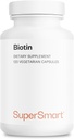 Supersmart - Biotin 10.000mcg / 10g al giorno (alta potenza) - Vitamina B7 Biotina Supplemento - Capelli sani, Pelle & Unghie | Non OGM & Gluten Free - 120 capsule vegetariane