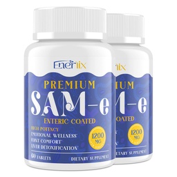 1200 MG SAM e Supplemento per cervello, mood, giunto e fegato, alto assorbimento SAM-e (S-Adenosyl-L-Metionina) con CoQ10, 5-HTP, Enteric rivestito 120 compresse, Vegan
