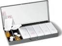 PORT X POLISH Designer Weekly Pill Box Organizer (Single 1X Daily, Charcoal Gray) | Compact, Elegante 7-Day Vitamin Supplement Case | Carino Portable Mini Travel Medicine Carrier | BPA-Free Pillbox Caddy