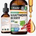 BIO KRAUTER® Hawthorne Berry Supplemento - Pure Vegan Hawthorn Berry Liquid Drops 655 mg per Serving 2 Fl.Oz 28 giorni di fornitura - Utilizzato per il supporto complessivo & Daily Wellness - Alcohol & Sugar Free