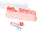 Organizzatore di pillole settimanali 1 volta al giorno, KOVIUUU rimovibile Pill Box 7 giorno, caso di pillole di viaggio portatile, una volta titolare del contenitore di farmaci giornalieri, Dispenser del contenitore di pillola della settimana per il supplemento di medicina della vitamina, rosa