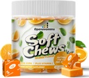 Cuciture del supplemento di ferro con vitamina C per le donne Uomini e bambini, Mastica morbida di ferro vegano naturale con vitamina B6, B12, D, calcio & zinco - Supporto energetico, 60 SoftChews arancione, alimentazione di 2 mesi