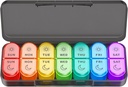 Organizzatore di pillole settimanali 2 volte al giorno - AM PM Pill Organizer con 7 Daily Color-Coded Small Cases, Mattina e Notte Travel Pill Cases for Vitamins, Medicine, & Supplements