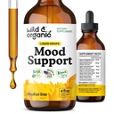 Wild & Organic Mood Support Supplemento - Gocce liquide naturali per l'energia positiva - Calm Mind Supplement per le donne e gli uomini - Non-Alcohol Ashwagandha & Rhodiola Rosea Root Tincture for Good Mood - 4 oz