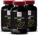 Integratore di capelli grigi - ANTI GRAY HAIR COMPLEX - Tono di capelli, supporto di colore, capelli grigi, conservazione di colore, equilibrio di tono grigio, capelli lussureggianti, brillantezza vibrante, rinnovamento di brillantezza di colore 3Bot 180Caps