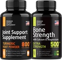 Bone e Joint Fortification - Joint & Knee Support Supplement, Bone Strength Supplements - Turmeric Glucosamine Chondroitin MSM 800mg 60pcs e Calcium Supplement 500mg 90pcs