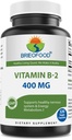 Brieofood Vitamina B2 (Riboflavin) 400mg, 120 capsule di verdure - senza glutine, non OGM