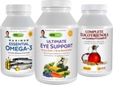 ANDREW LESSMAN 3 Product Eye Health Bundle - 360 Softgels Ciascuno di Ultimate Eye Support, Massimo Essential Omega-3 e Tocotrienols Complete. Promuove e sostiene la salute degli occhi.