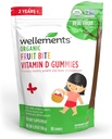 Wellements Organic Fruit Bite Vitamin D Gummies | Vitamina D3 Gummy per bambini, Supplemento per la crescita sana e sviluppo di ossa*, Raspberry Flavor | 60 giorni di alimentazione, età 2+