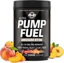 Pompa sportiva PMD Fuel Ultra Medium Stim - Premium Pre Workout Powder & Muscle Pump, Maggiore messa a fuoco, Endurance & Recovery, Creatina Premium, Arginina & Beta Alanine - Peach Nectarine (30 Serve)