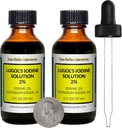 Iodio di Lugol / 2% Soluzione / 4 Oz in due bottiglie di vetro d'ambra / Gocce libere / USA