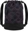 Borsa da palestra con coulisse Flex Cinch per le donne con disegni grafici | Borse da palestra durevoli leggeri | Grande per borsa da palestra, viaggi e pernottamenti | Nero/Rose - Geometric
