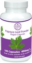 Papaya Leaf Powder | 340mg Capsule | ethycally sourced | Supporto Platelet | Gluten & Lactose Free | Soy-Free | No Additivi | Non OGM | Vegan | Supplemento nutrizionale | Integratore alimentare (180X)