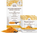 GuruNanda Golden Immunity Instant Drink Mix con Turmeric & Black Pepper - Ricco di antiossidanti per sostenere il sistema immunitario e la salute digestiva - Zafferano e mandorla aromatizzata, On-The-Go Sachets (30 Conte)