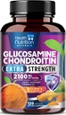 Glucosamina Chondroitin 2100mg - 3X Strength Joint Support Supplement with MSM, Glucosamine Sulfate, Turmeric, Boswellia, Quercetin for Cartilage, Flessibilità & Mobility, Bottigliato negli Stati Uniti, 120 Capsule
