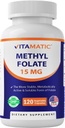 Vitamatic Methyl Folate 15mg – 120 capsule vegetali Ottimizzate e attivate ad alta potenza – Metabolically Active Folate
