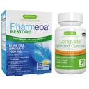 Pharmepa Restore & Longvida Lipidated Curcumin 500mg Bundle, 1000mg Pure EPA Omega-3 Fish Oil & Ultra Biodisponibile Curcumina, da Igennus