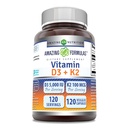 Stupefacente formula vitamina D3 5000 IU con vitamina K2 100 Mcg | 120 capsule vegetali Supplemento | Non OGM | Gluten Free | Made in USA