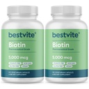 BESTVITE Biotin 5000mcg (240 Capsule Vegetariani) (120 x 2) - No Stearates - No Flow Agents - Vegan - Non OGM - Gluten Free - Hair, Skin, Nails