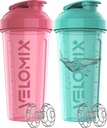 VELOMIX -2 Pack- 28 oz Protein Shaker Bottiglie per miscele proteiche - 2x Wire Whisk | Leak Proof Shaker Cups per Protein Shakes | Protein Shaker Bottle Pack (Pink/Turquise)