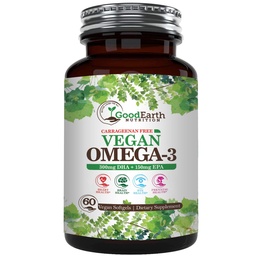 Vegan Omega 3 - Carrageenan Free Plant Based Algal DHA/EPA- 60 Veggie Softgels - Supporta cervello, cuore e salute prenatale - Integratori di acidi grassi essenziali
