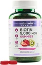 NatureWise Biotin Gummies - Supporta capelli sani, pelle e unghie forti - Vitamina B7 5000mcg - Bellezza naturale - Strawberry-Kiwi Flavor - Vegan, Non-GMO, Gluten Free - 90 Count[45 Day Supply]