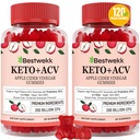 Gummie di Aceto di Sidro di Mele, Gomma di ACV di Max Strength 2000mg con Probiotici, B12 e Supporto Keto, Per Digestione, Metabolismo, Detox, Gut & Salute Immune, Gelatin-Free, Non-GMO, 120 cheto acv gommie
