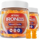 Vegan Iron Gummies Supplemento con vitamina C, B12, Folate & Turmeric - Energy & Immune Health | Bisglycinate Iron Bisglycinate 18mg Gentle & Non-Constipating - Women & Men, 2 Pack