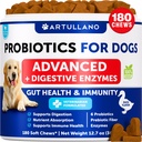 Probiotici per cani - Support Gut Health, Itchy Skin, Allergies, Immunità, Yeast Balance - Probiotici per cani e enzimi digestivi con prebiotici - Ridurre diarrea, Gas - 180 Cuciture probiotiche per cani