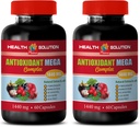 integratore complesso antiossidante - ANTIOXIDANT MEGA COMPLEX 1440 MG - Estratto di mangosteen, integratori nutrizionali antiossidanti, mangostano di melograno di mirtillo, disintossicazione e pulizia 2 bottiglie 120 capsule