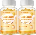 Gummie di zinco di magnesio di calcio con vitamina D3 & K2 - Assorbimento potenziato ad alta potenza -120 Gummie arancio aromatizzate