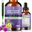 Detox &amp; Riparazioni Gocce Liquide - Cardo Latte, Dandelion, Psyllium Husk & Artichoke Supplemento per la salute e la digestione del fegato - Estratto vegano senza zucchero, 2 Fl Oz (30 Servings)