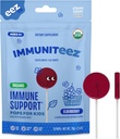 Immuniteez Organic Elderberry Lollipops for Kids - Supporto Immune con Vitamina C, D, E, Zinco e Organic Honey - Gluten Free Kids Vitamins - 10 Count Bag