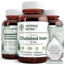 Nutra naturale chelato supplemento di ferro per gli uomini e le donne, salute delle unghie, promuove l'assorbimento ottimale, aiuta a migliorare il livello di ferro, mantenere il corpo Fulid, Aiuta a migliorare la crescita dei capelli, la salute della pelle, 180 compresse