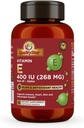 Vitamina E Capsule per Immune, Cuore, Pelle, & Salute Antiossidante - 100% Vegan Una volta Daily Capsule 90 Capsule di 400 IU (268 mg)